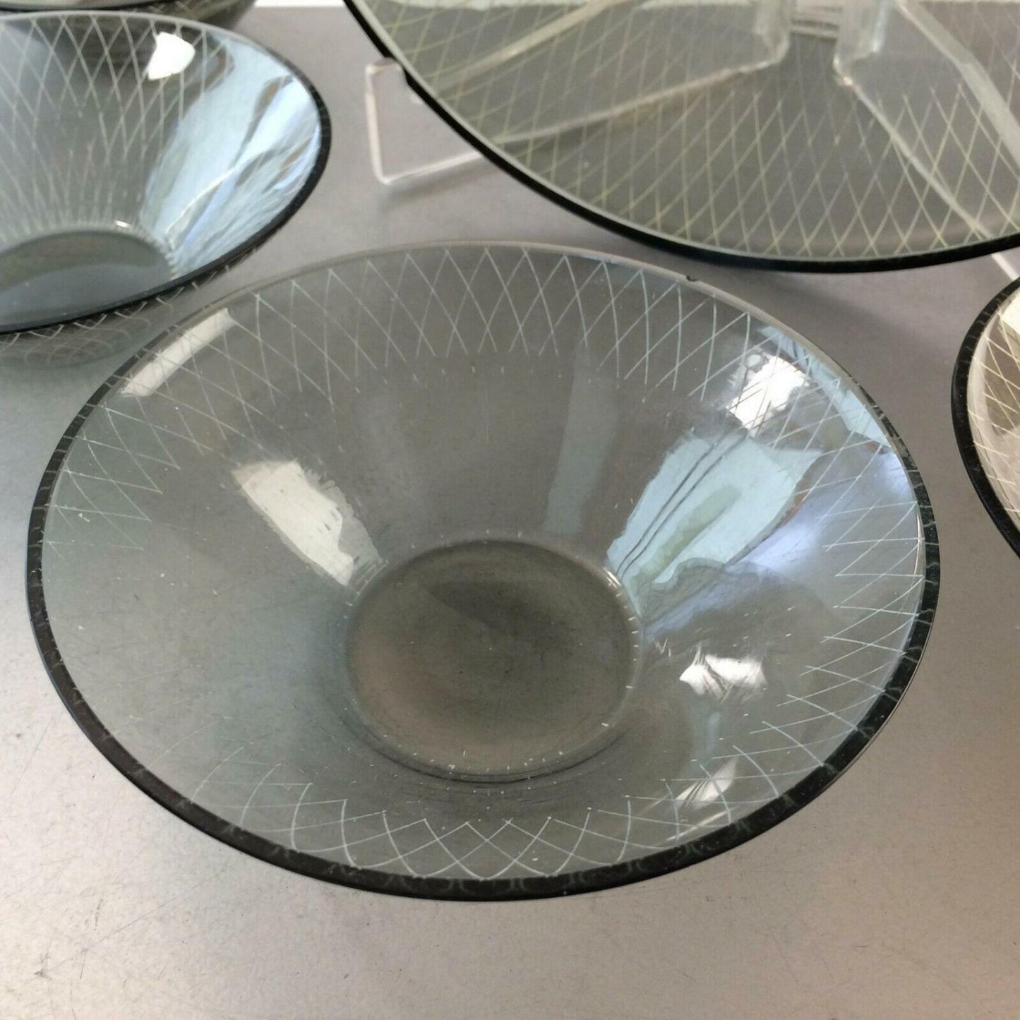 RAUCHGLAS 50er 60er Schüssel Schälchen Schale Set MID CENTURY 7 teil.