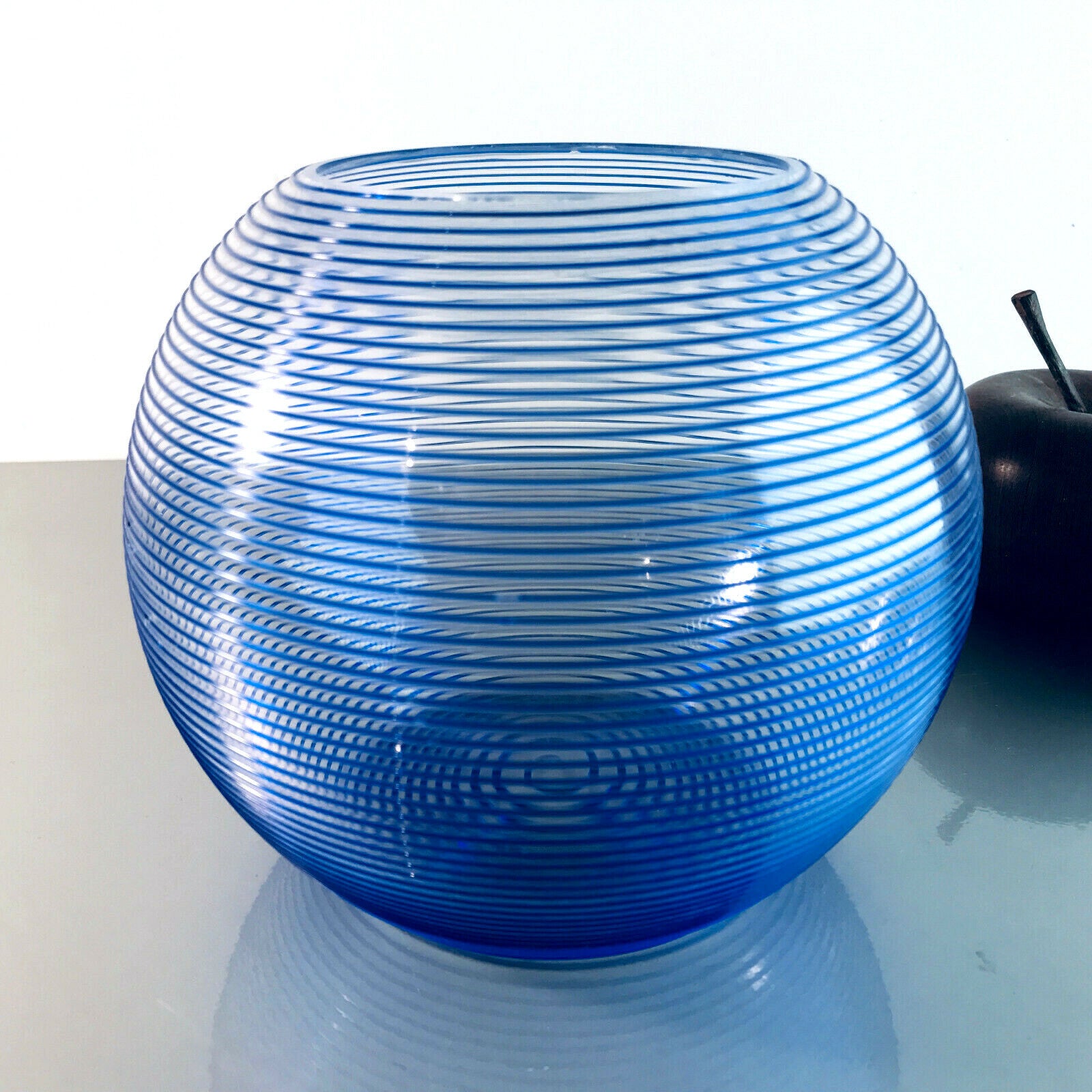 ZWIESEL Fadenglas 13 cm Vintage Vase 50er 60er MID CENTURY blau 40er