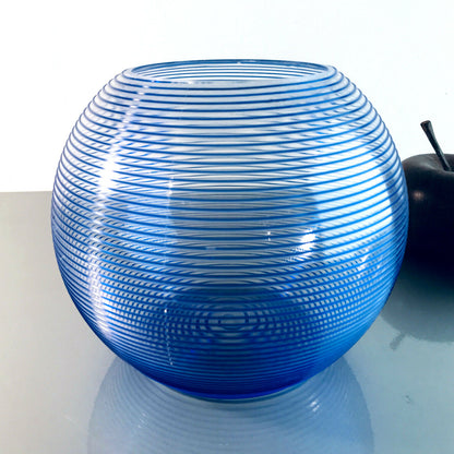 ZWIESEL Fadenglas 13 cm Vintage Vase 50er 60er MID CENTURY blau 40er