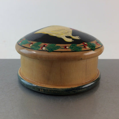 MID CENTURY Holz Dose 50er 60er Schale Deckel Deckeldose 7,5 cm bemalt