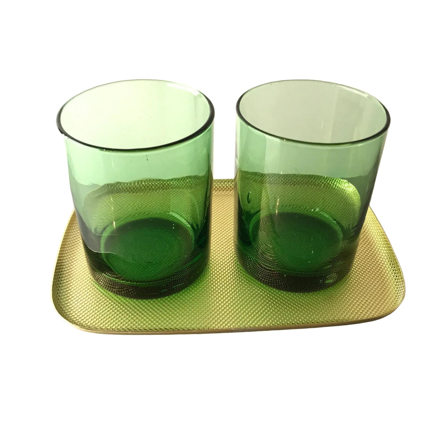 Gläser 8,6 cm Wassergläser Likörgläser Vintage grün 2 er Set 50er Tablett