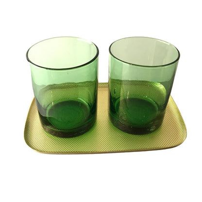 Gläser 8,6 cm Wassergläser Likörgläser Vintage grün 2 er Set 50er Tablett
