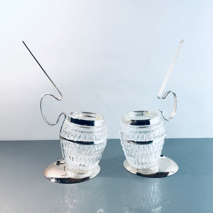 Glas Bcher Halter 60er 70er versilbert Rand 2er Set Salzstangen