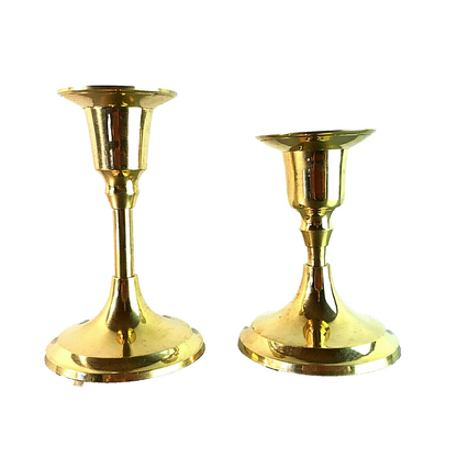 MESSING Kerzenhalter Kerzenständer 9 / 10,5 cm Haushaltskerzen  2er Set 