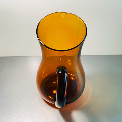 Kanne Karaffe 50er 60er 21 cm Bernstein braun VINTAGE Glas Saftkrug