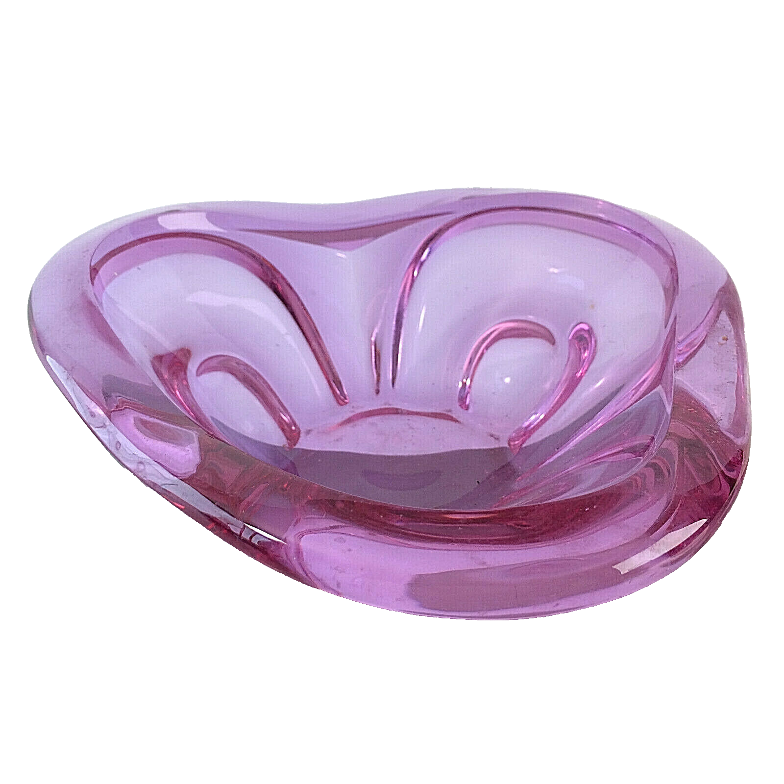 MID CENTURY Glas 50er 60er Vintage Schale lila rosa 16 cm