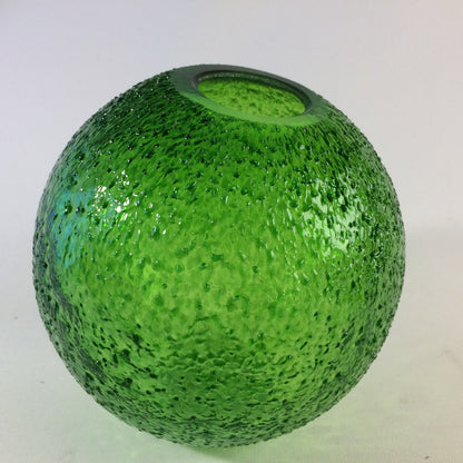 Vase 16 cm 50er 60er MID CENTURY Vase Glas grün Kugelvase schiefe Öffnung