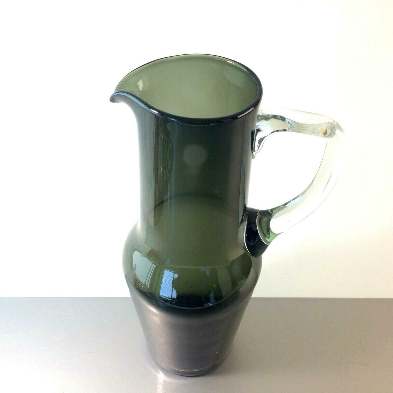 GRAL Glas Krug Kanne DÜRNAU grau Rauchglas 50er 60er MID CENTURY 27 cm 