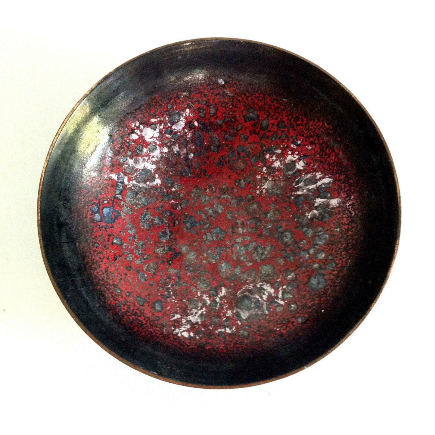 KUPFER Emaille Schale 50er 60er MID CENTURY emailliert D 11,2 cm