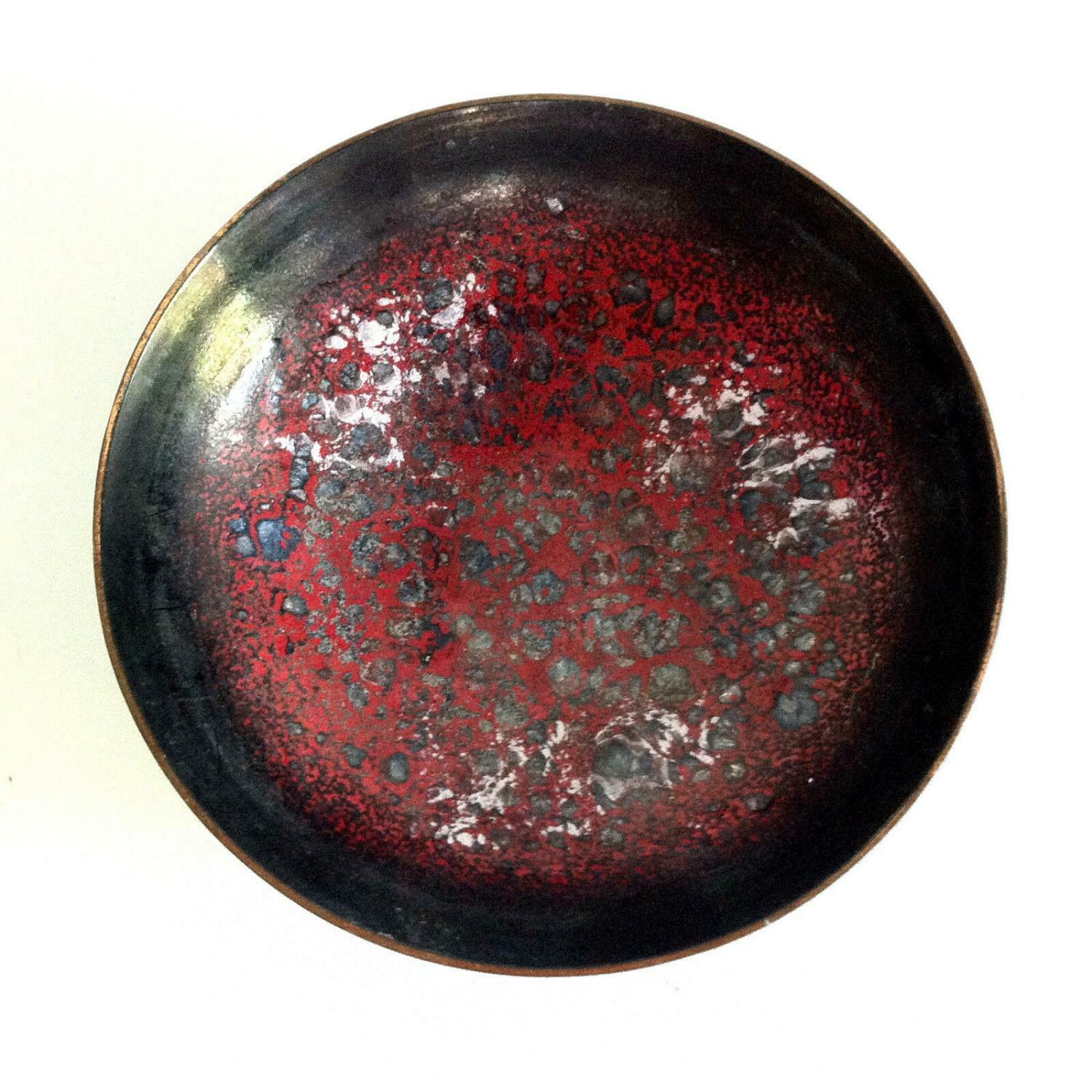 KUPFER Emaille Schale 50er 60er MID CENTURY emailliert D 11,2 cm