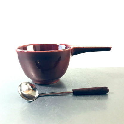 Schale Schüssel 10,3 cm Schälchen Vintage Glas 50er 60er rot + Löffel