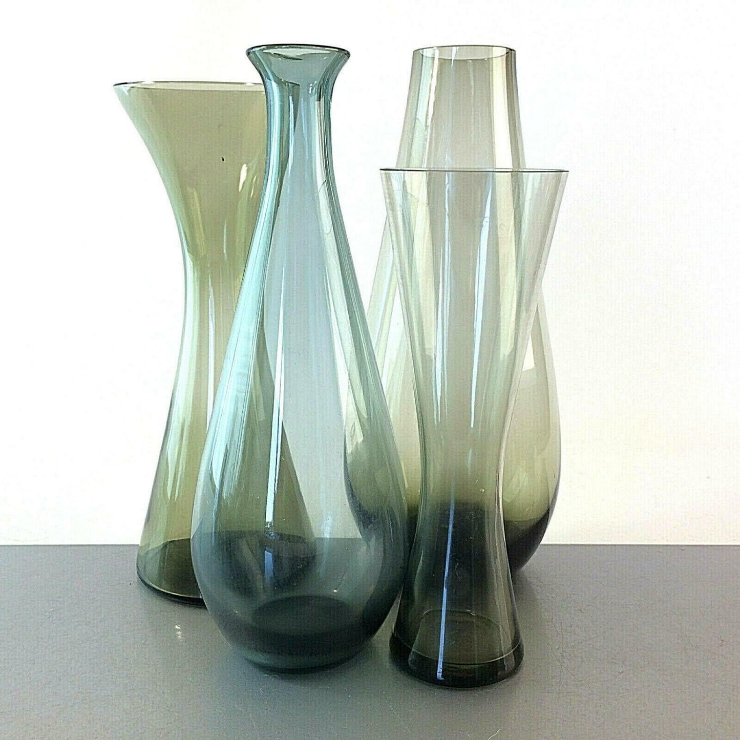 RAUCHGLAS 50er 60er MID CENTURY 21cm Vase Turmalin grün Vasen Konvolut