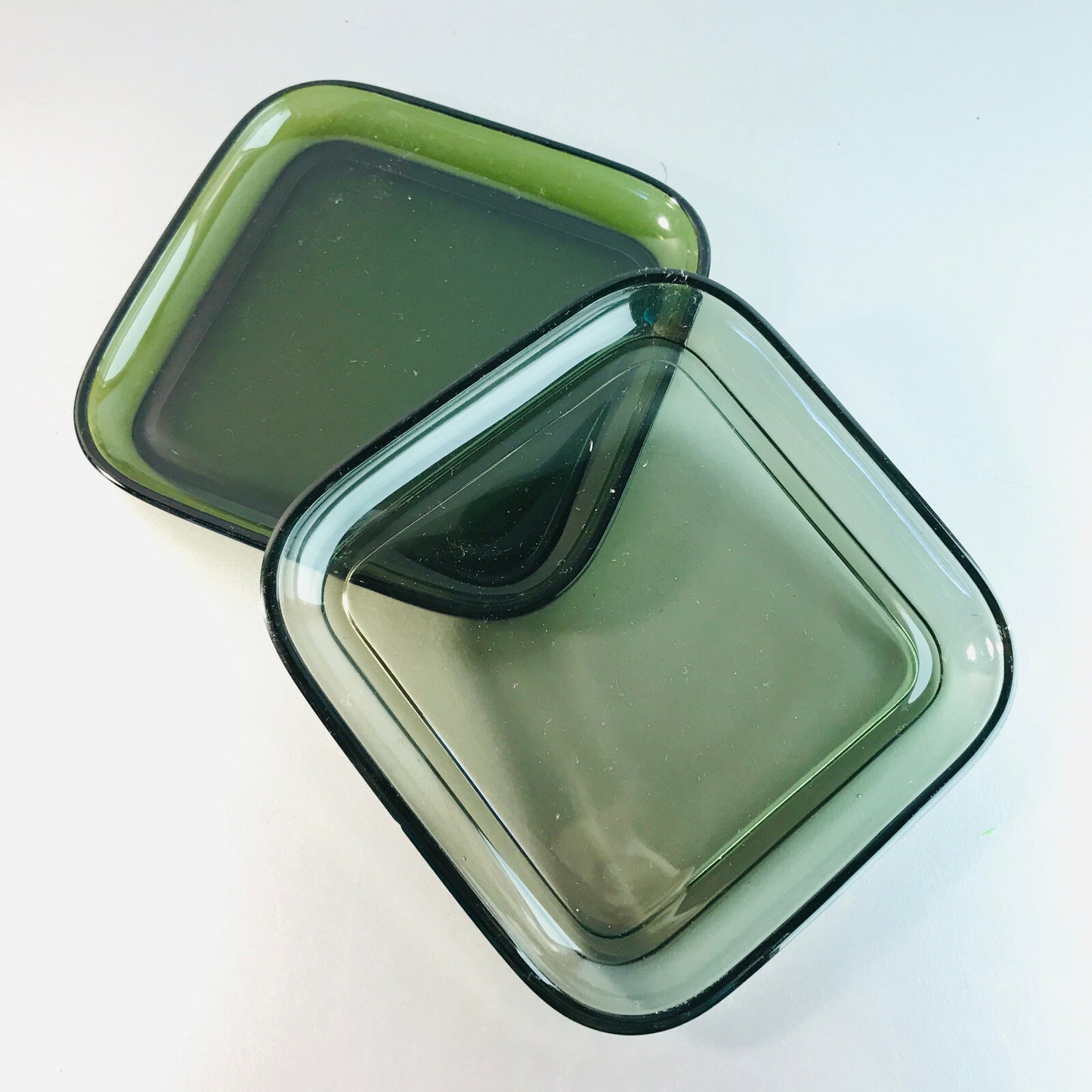 Vintage GLAS 50er 60er MID CENTURY Schälchen Schalen D 16,7 cm Rauchglas