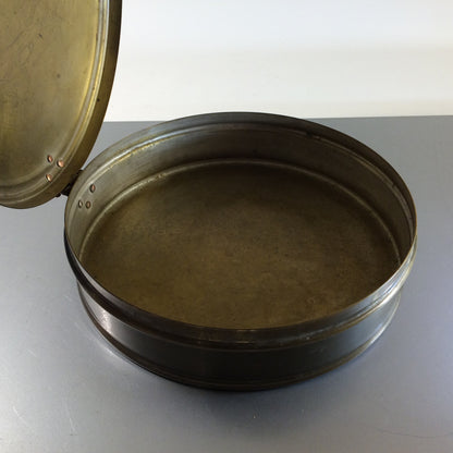 MID CENTURY Messing 50er 60er Dose Deckeldose 24 cm
