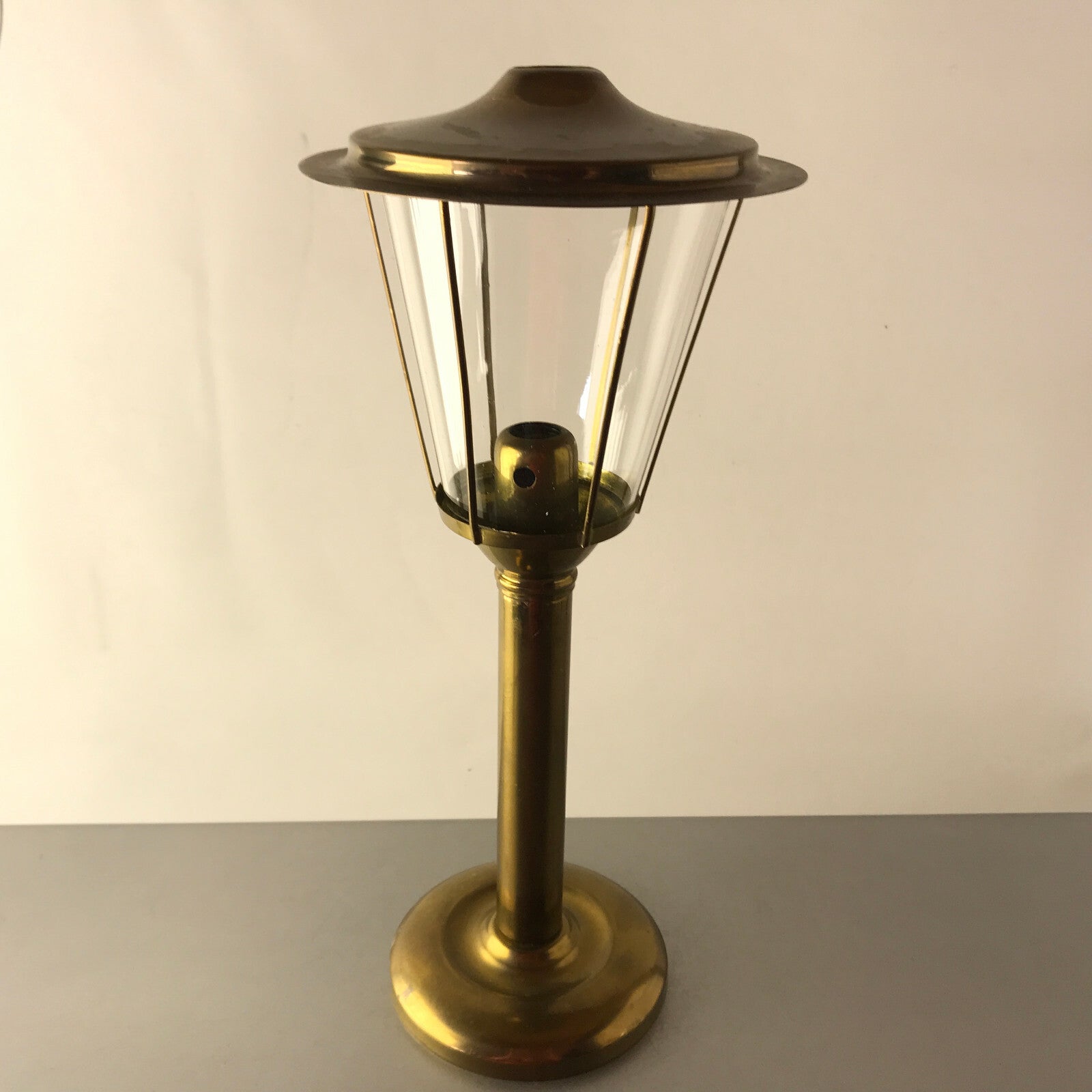 Vintage Kerzenhalter Windlicht Messing Glas Schirm H 33 cm Kerzenständer
