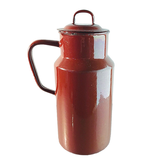Vintage Emaille Kanne H 30 cm Milchkanne braun