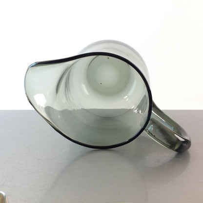 RAUCHGLAS Turmalin Glas Vase Kanne Karaffe VINTAGE 20,5 cm 60er 70er Kanne