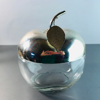 TOSCHI 60er 70er Deckeldose Dose silbern D 14,5 cm oval Glas Deckel