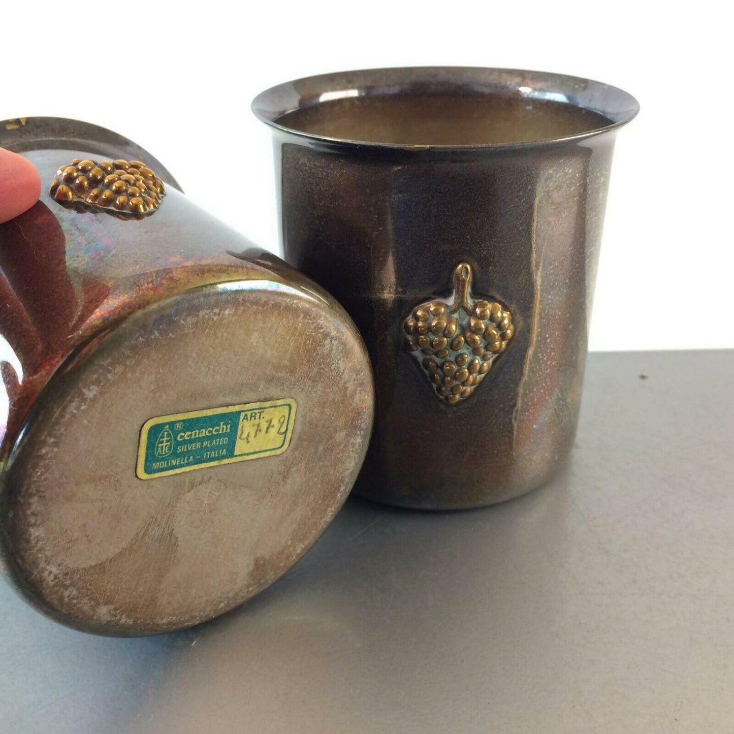 cenacchi Vasen Becher Set  50er 60er 9 cm Italy versilbert