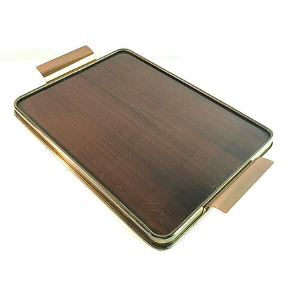 MESSING 50er 60er Tablett Glas Kupfer MID CENTURY Rockabilly 24 x 36,5cm