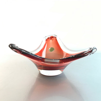 SCHALE Glas rot Schweden D 15 cm (19) 60er 70er Vintage Glas