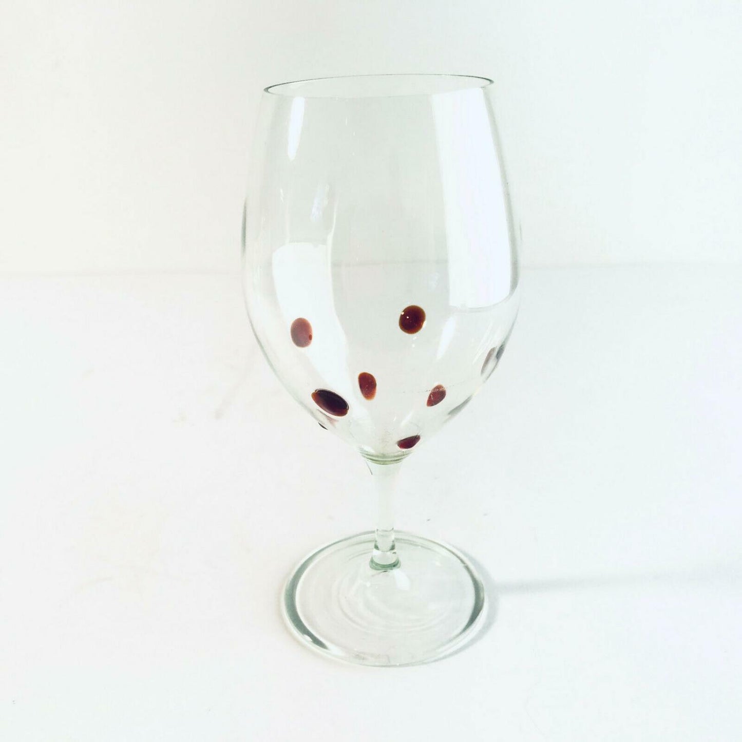 Likörglas Schnapsglas Glas 13,5 cm 60er 70er Einschmelungen rote Punkte