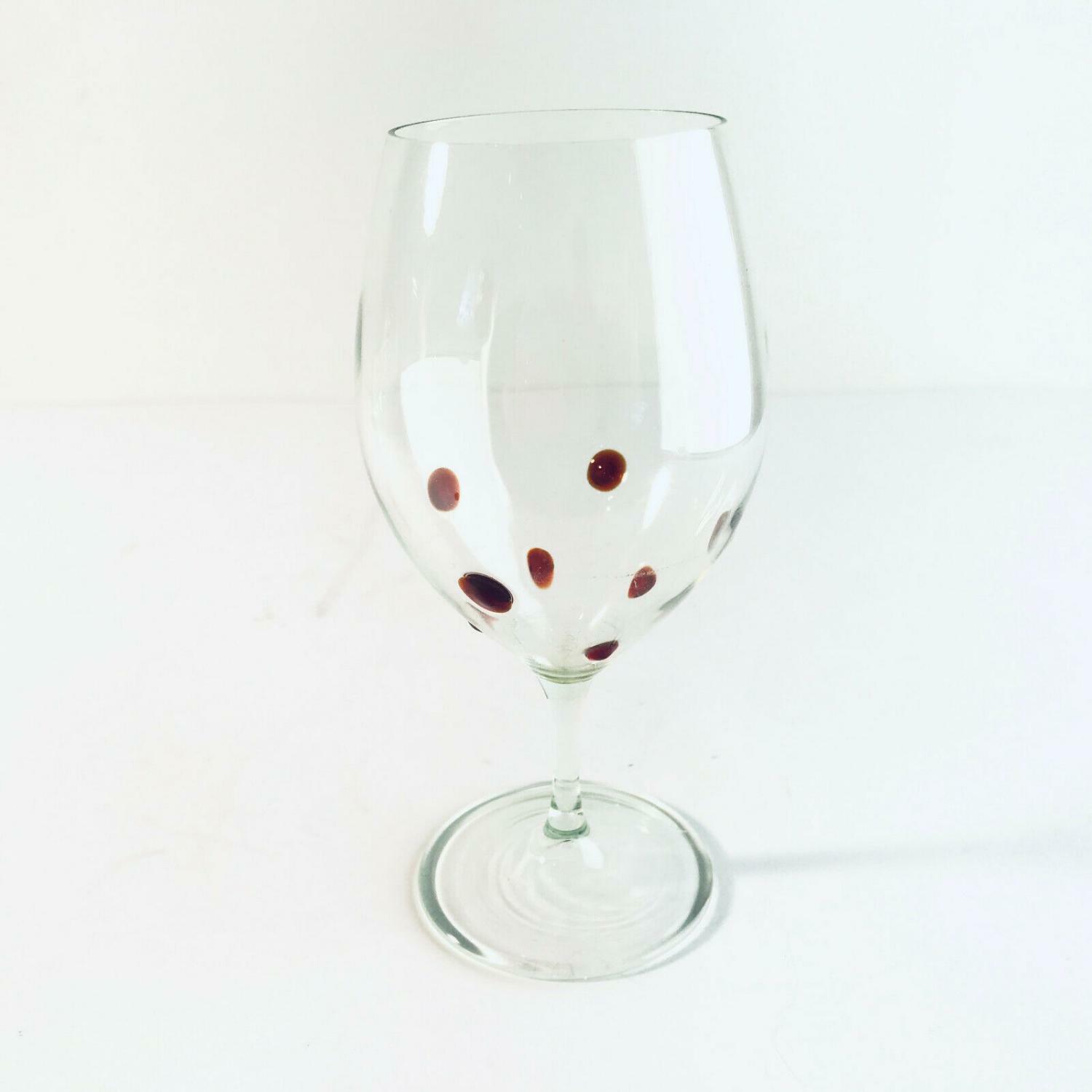 Likörglas Schnapsglas Glas 13,5 cm 60er 70er Einschmelungen rote Punkte