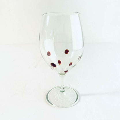 Likörglas Schnapsglas Glas 13,5 cm 60er 70er Einschmelungen rote Punkte