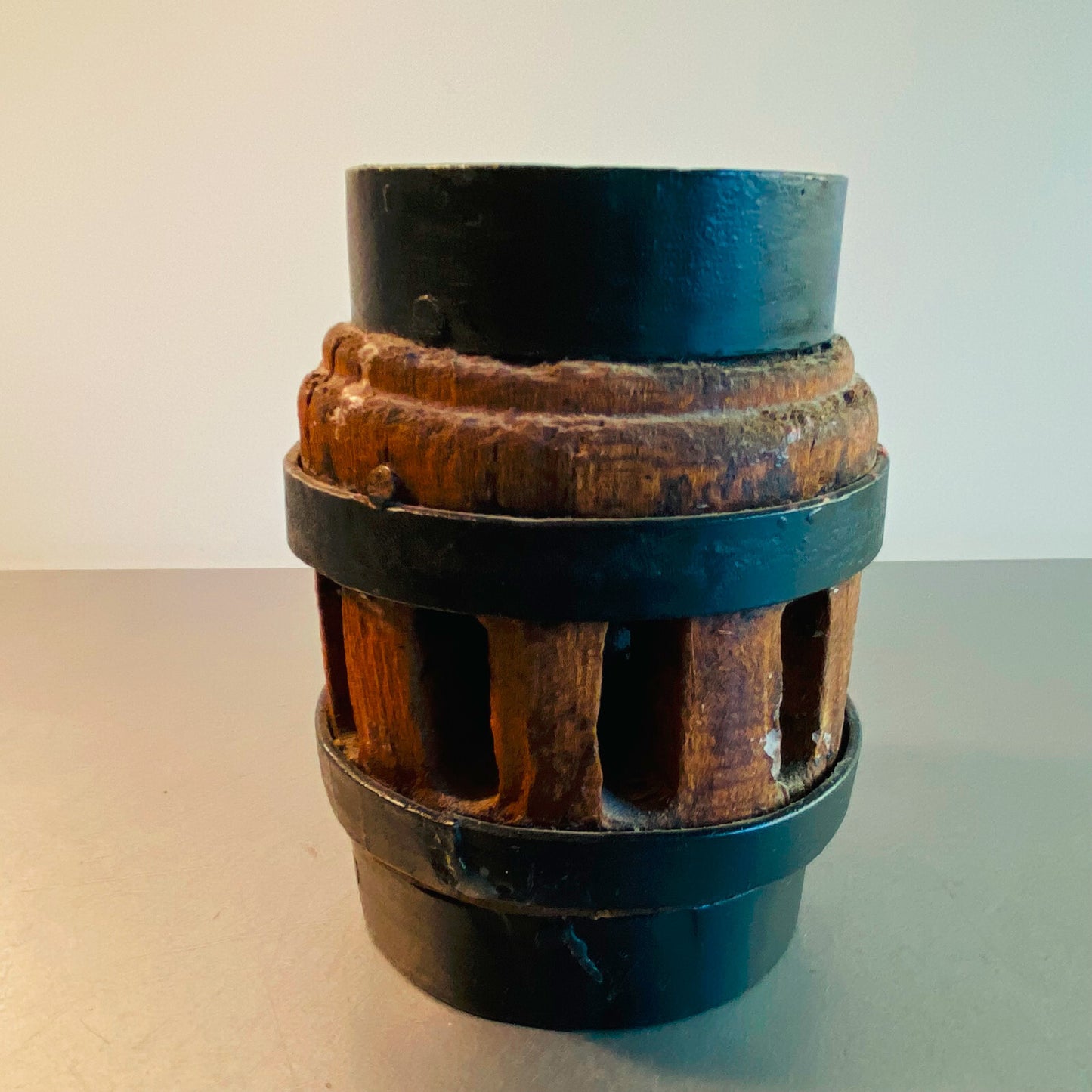 Holz Kerzenständer Kerzenhalter H 12 cm D innen 7,5 cm Vintage 60er 70er