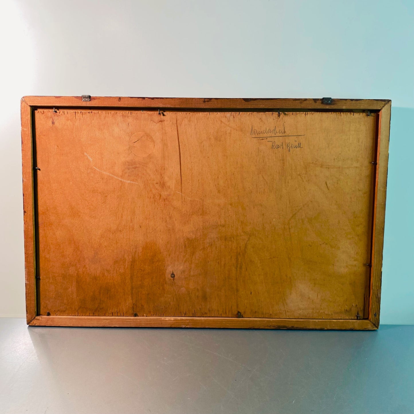 MID CENTURY 50er 60er Holzmalerei Holzbild Karl Krüll Zwerge 31,5 x 49cm