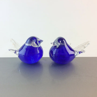 Glasvogel blau H 5 cm Glasvögel Vögle Tauben Glas Vintage