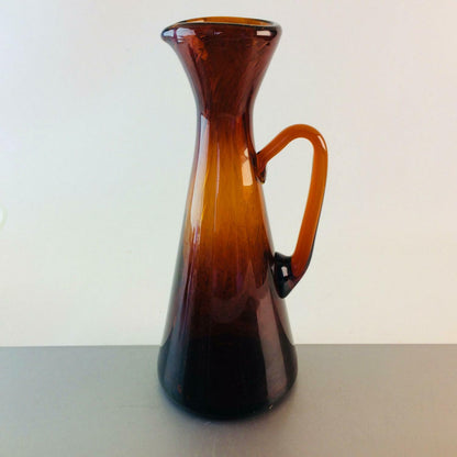 Kanne Karaffe 50er 60er 25,5 cm Bernstein braun VINTAGE Glas Schaumglas