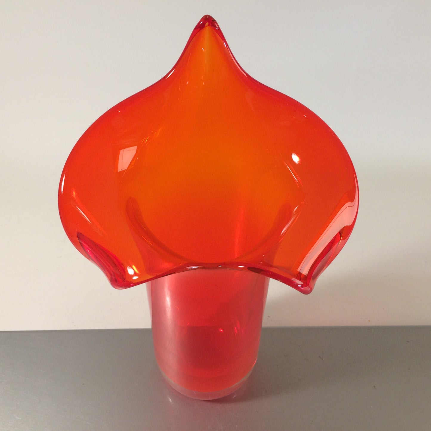 MID CENTURY Vase orange Überfang 27 cm 50er 60er Glas Glasvase Vintage