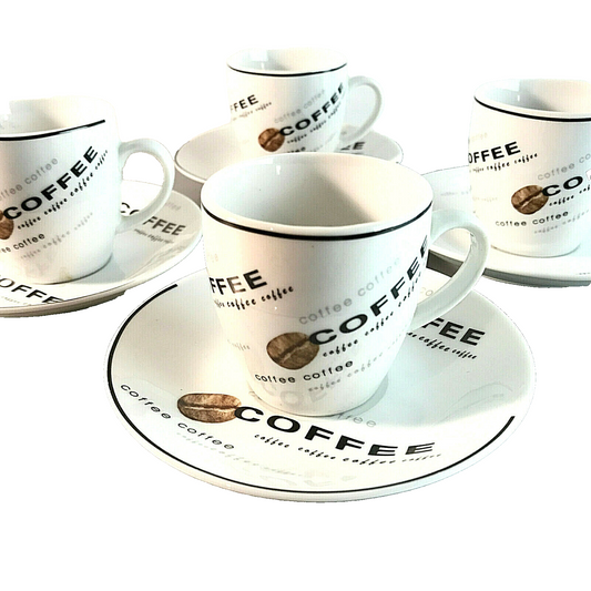 nana Espressotassne Tasse  mit Untertasse  bedruckt mit Bohnen