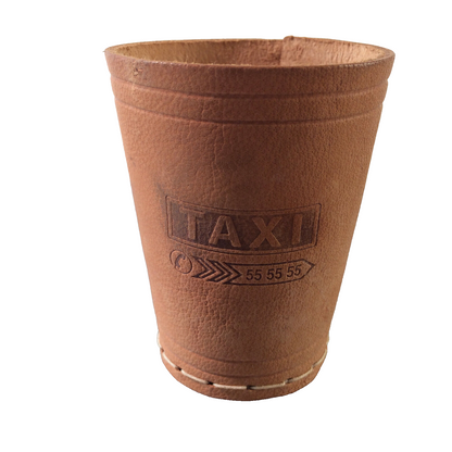 TAXI Lederbecher Spielbecher Würfelbecher 8,5 cm Vintage 