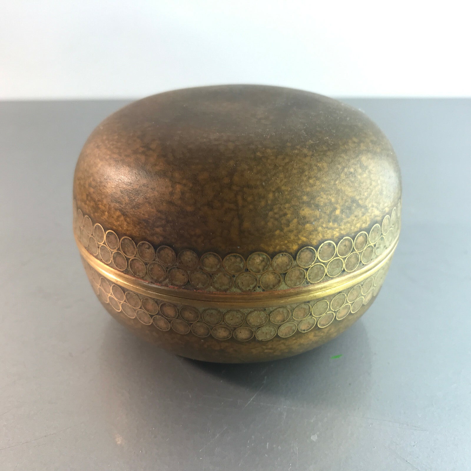 Käthe RUCKENBROD Deckeldose Dose Emaille 50er 60er Stegemaille Email 