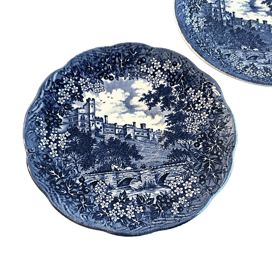 J&G. MEAKIN Haddon Hall England Keramik blau Untertassen 2er Set