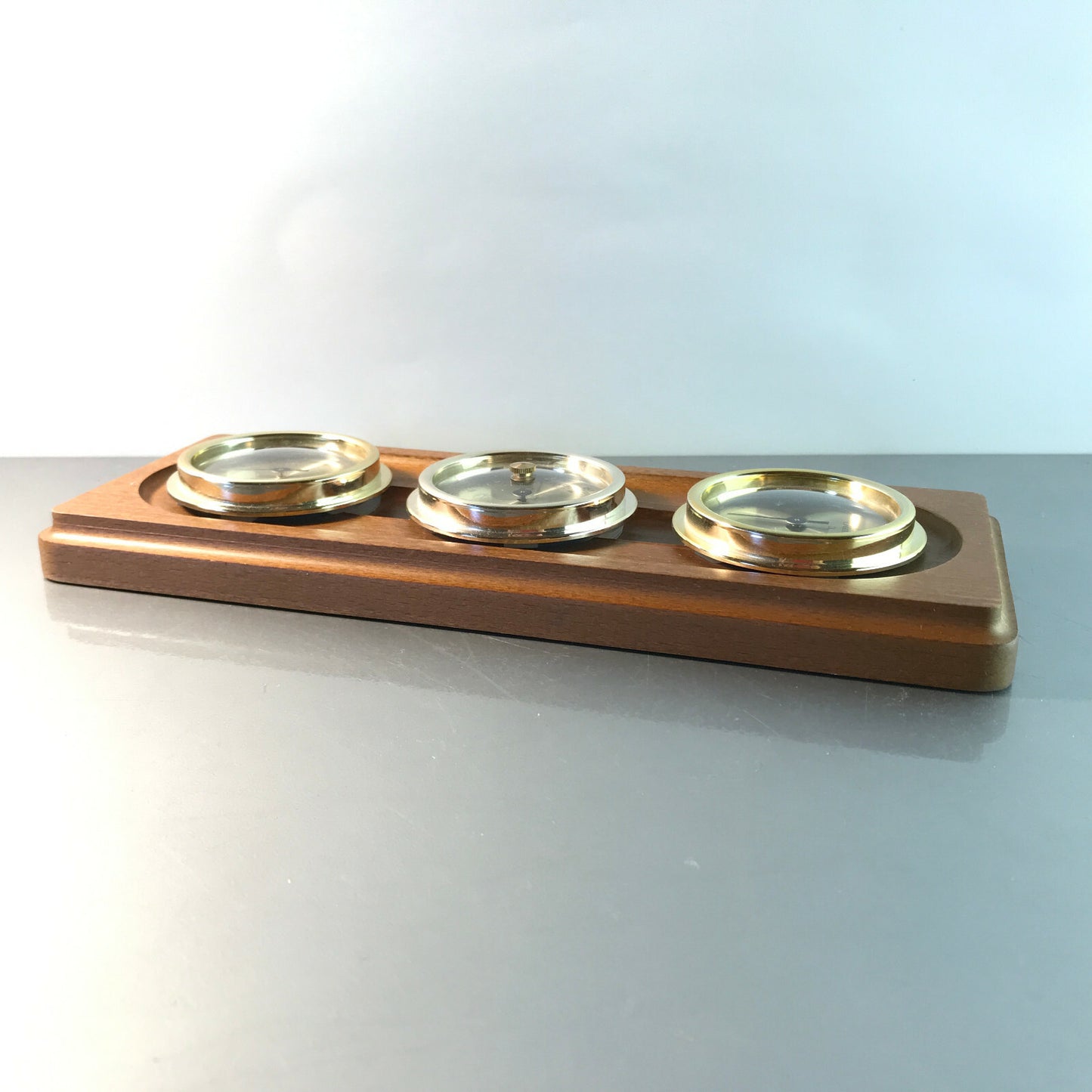 Hydrometer mit Thermometer Wetterstation MID CENTURY Holz 28,5 50er 60er Einrich