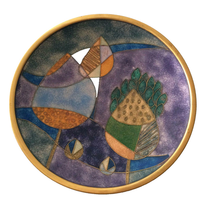 Käthe RUCKENBROD (sig.) Teller Emaille 50er 60er Stegemaille Cloisonne