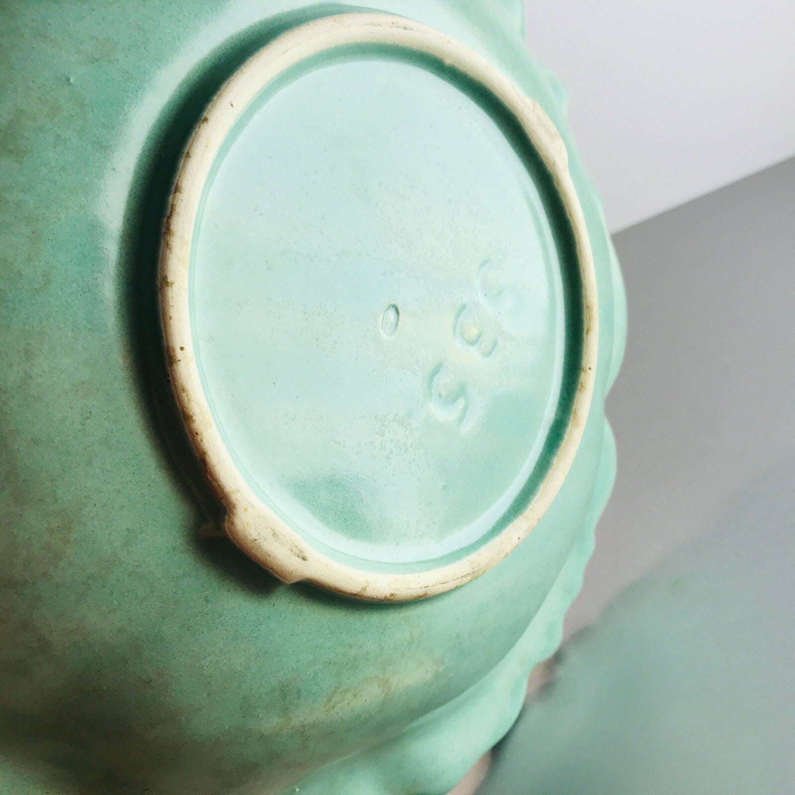 VINTAGE 50er 60er Keramik MID CENTURY pastell grün Schale Schüssel D 27 cm