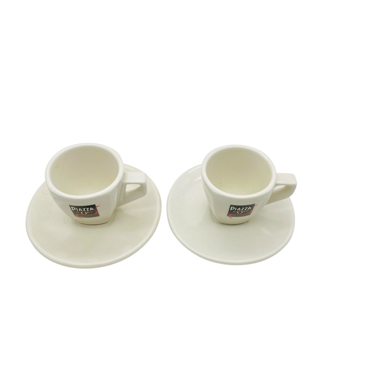 ACF Espressotassen 2er Set Tassen mit Untertassen Piazza D`Oro creme bedruckt
