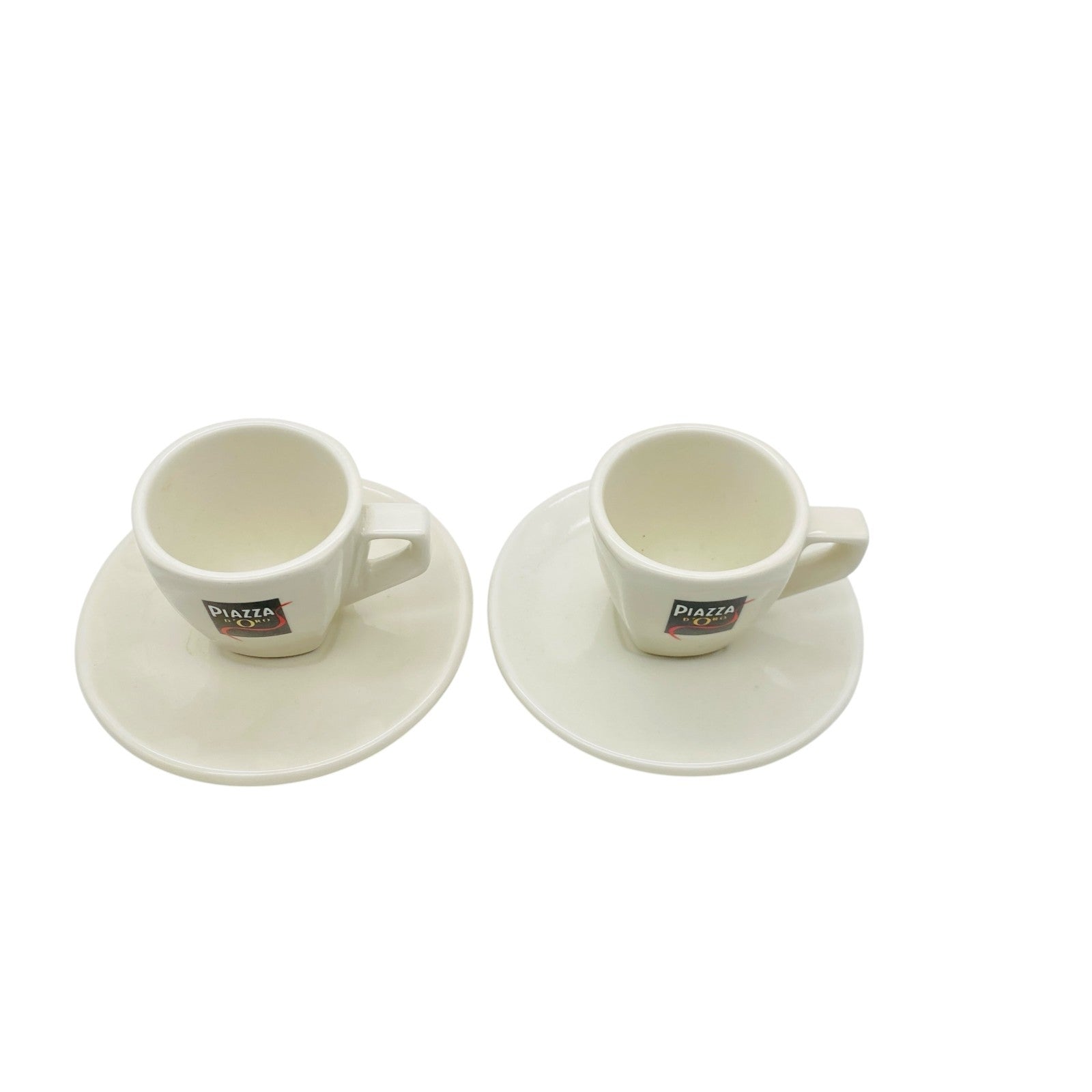 ACF Espressotassen 2er Set Tassen mit Untertassen Piazza D`Oro creme bedruckt