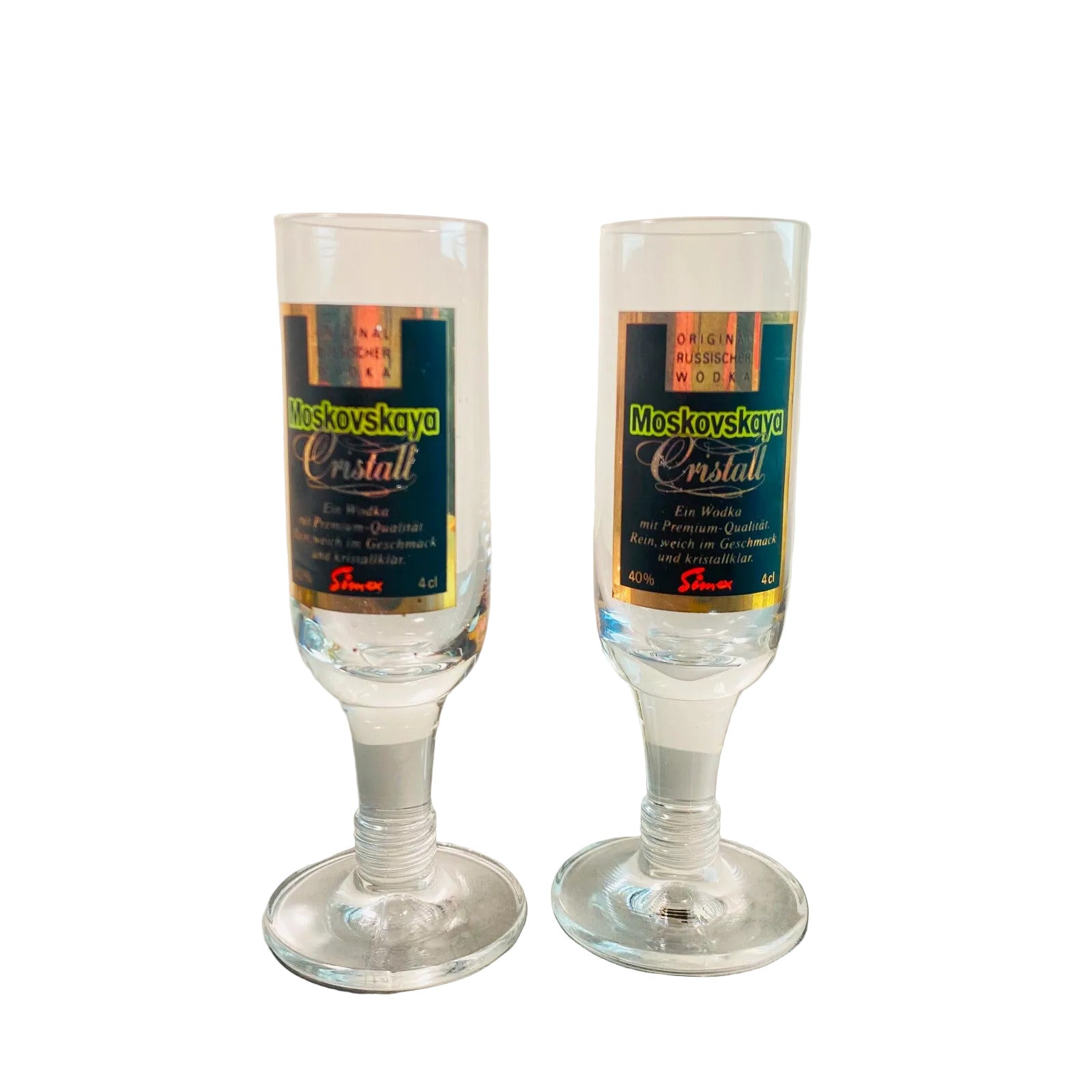 Gläser Glas Sonderedition 13 cm 2er Set Schnapsgläser Moskovskaya Wodka