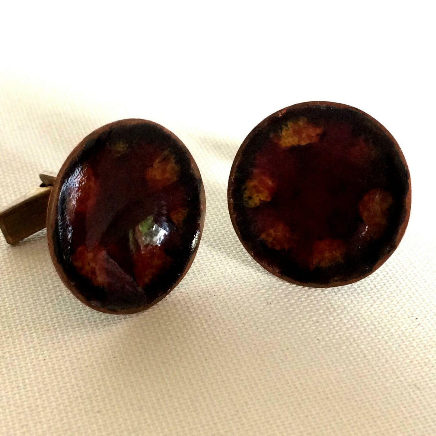 Emaille MANSCHETTENKNÖPFE 50er 60er Manschetten CUFFLINKS Messing 