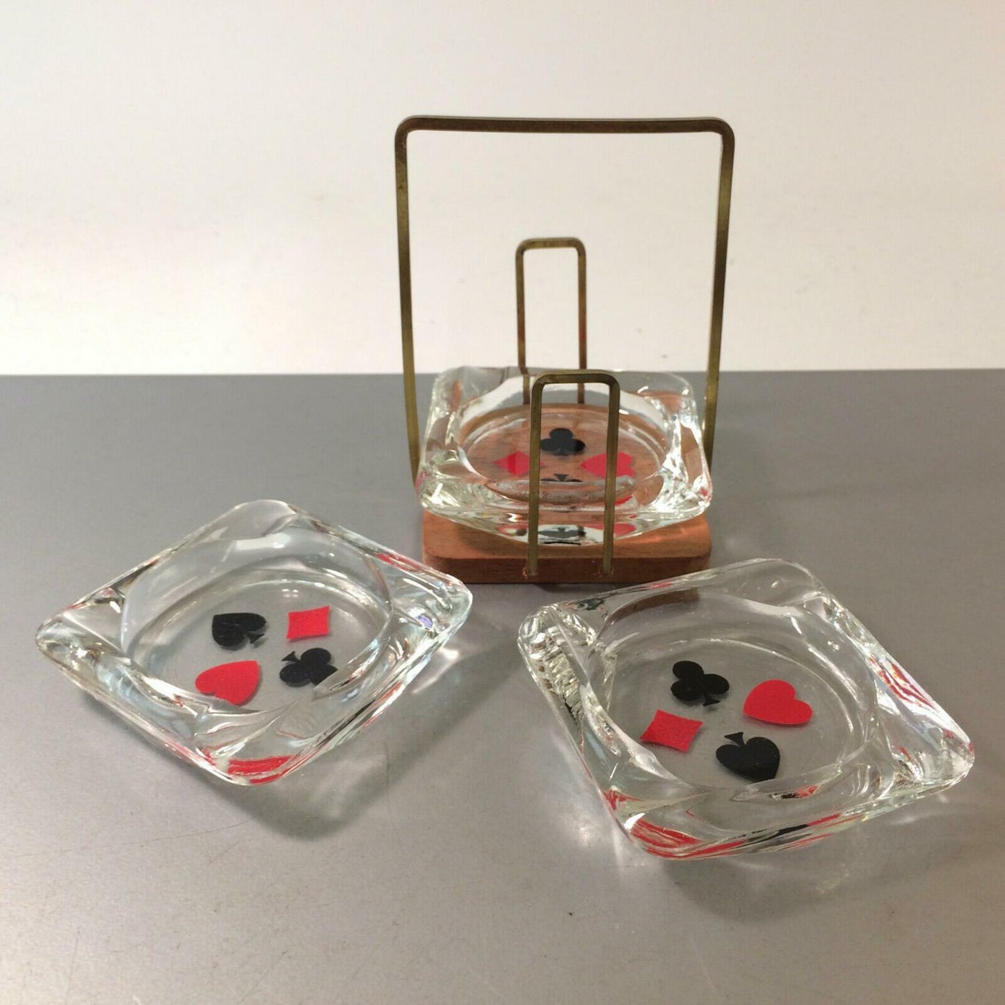 Ascher Aschenbecher Herz Karo Pik 50er Stapelascher stapelbar Messing