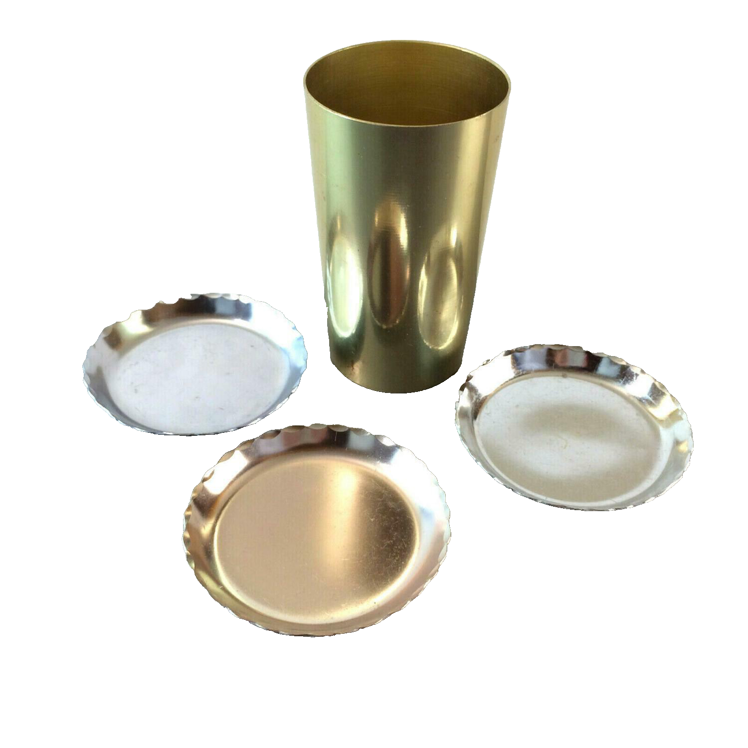 Untersetzer8,4 cm  Schälchen Alu Becher 11,3 cm 50er 60er Konvolut bunt 