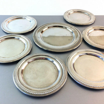 Untersetzer Glasuntersetzer versilbert 10,5 cm 6er Set + Flaschenteller