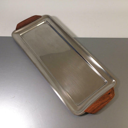 QUIST Edelstahl Platte 38,5 cm 6er 70er Teller Servierplatte Kuchenplatte