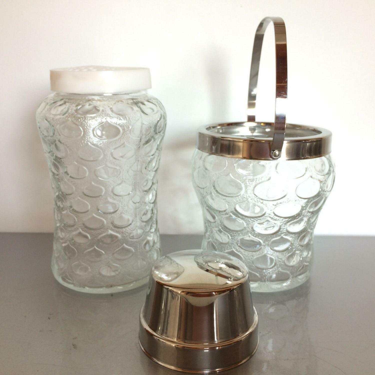 QUIST Eiswürfeleimer Glas 50er 60er & Cocktailshaker 60er 70er Set