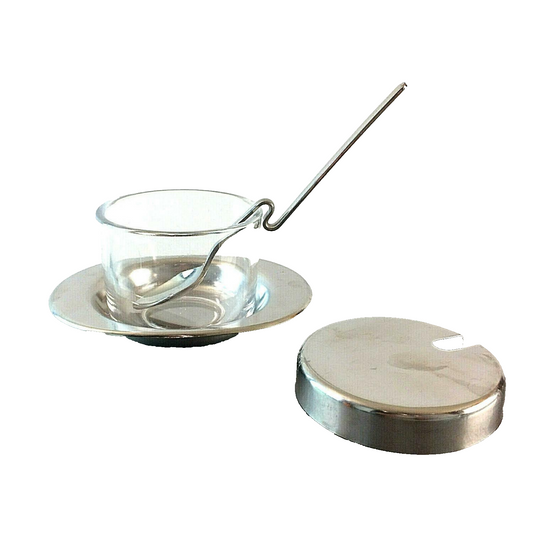 BRAUN & KEMMLER Schälchen Glas mit Löffel Edelstahl 60er Schale